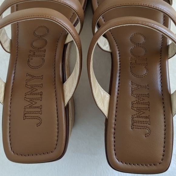 Jimmy Choo Athenia Sandal Strappy Slide Platform Wedge Open Toe Brown EU39 9 NIB - Picture 10 of 16